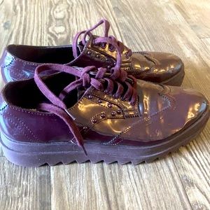 Cute deep purple leather flats